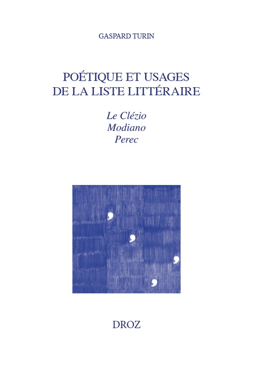ebook cover of Poétique et usages de la liste littéraire, by Gaspard Turin