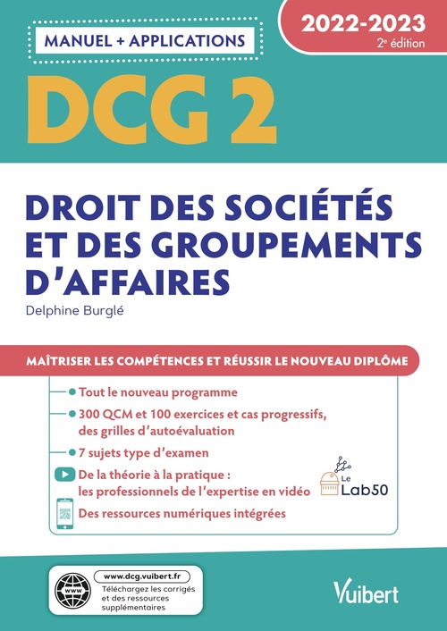 ebook cover of DCG 2 - Droit des sociétés et des groupements d'affaires - 2022-2023, by Delphine Burglé