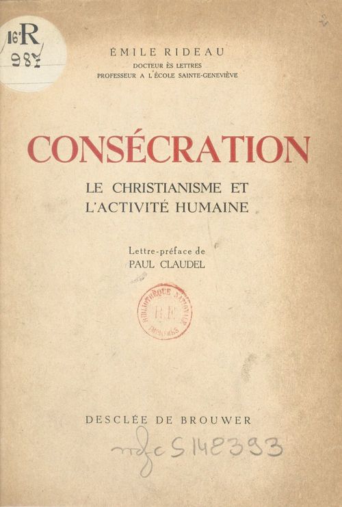 Couverture ebook de Consécration, de Emile Rideau
