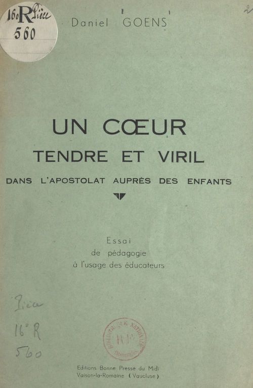 Couverture ebook de Un coeur tendre et viril dans l'apostolat auprès des enfants, de Daniel Goens