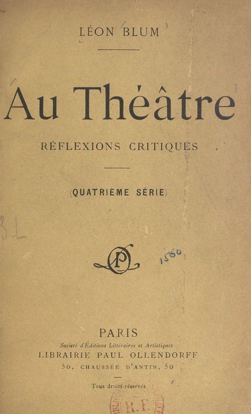 ebook cover of Au théâtre, by Leon Blum
