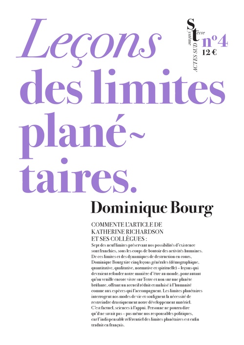 Couverture ebook de Leçons des limites planétaires, de Dominique Bourg