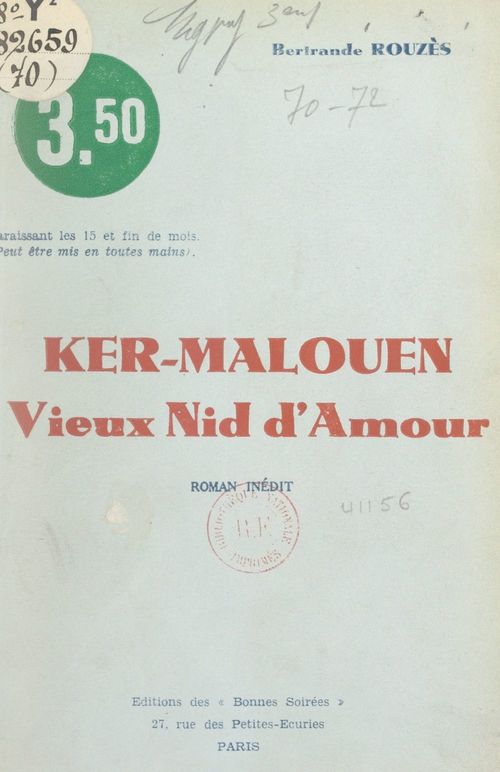 ebook cover of Ker-Malouen, vieux nid d'amour, by Bertrande Rouzes