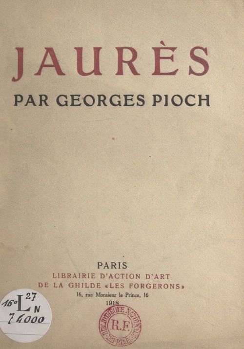 Couverture ebook de Jaurès, de Georges Pioch