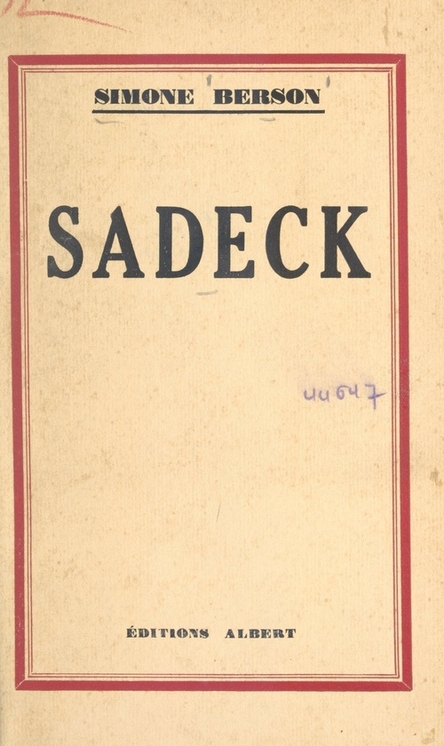 ebook cover of Sadeck, by Simone Berson