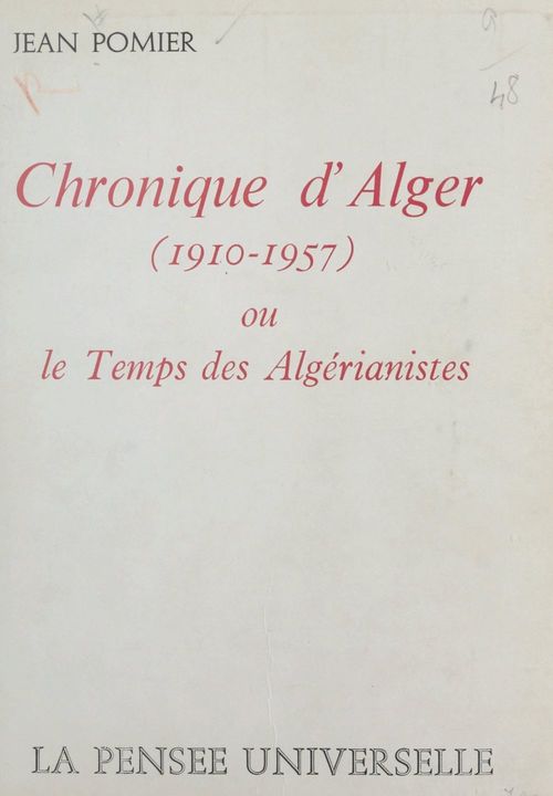 ebook cover of Chronique d'Alger (1910-1957), by Jean Pomier