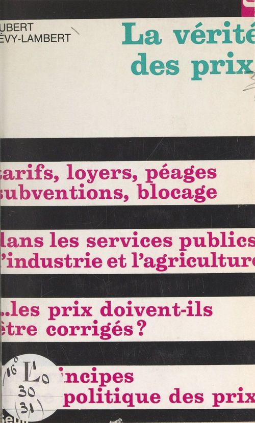 Couverture ebook de La vérité des prix, de Hubert Lévy-lambert