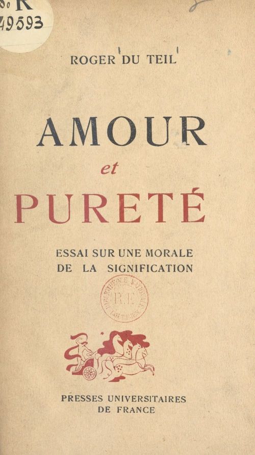Couverture ebook de Amour et pureté, de Roger Du Teil