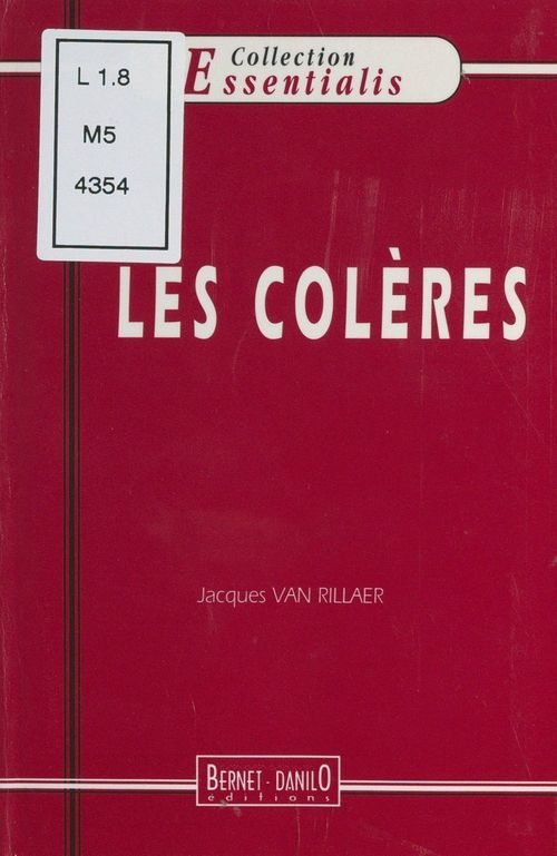 ebook cover of Les colères, by Jacques Van Rillaer