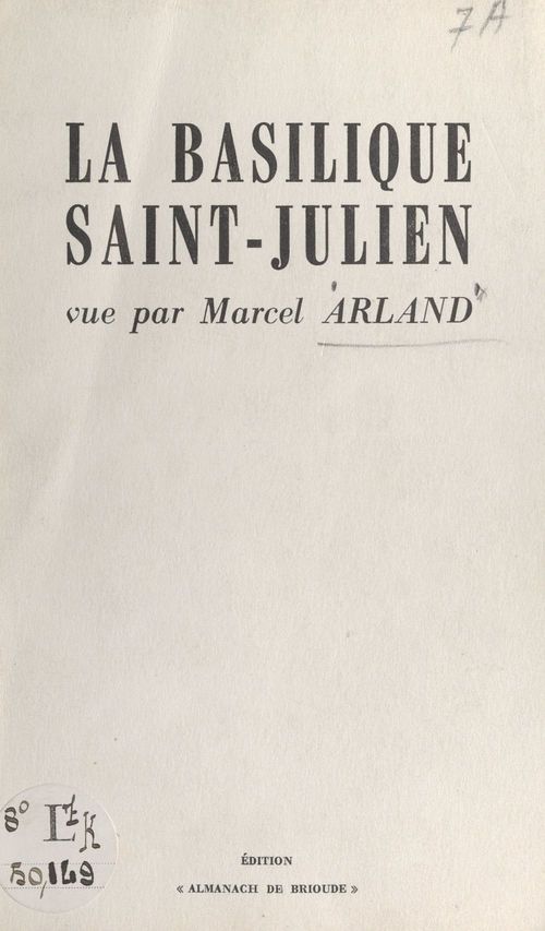 Couverture ebook de La basilique Saint-Julien, de Marcel Arland
