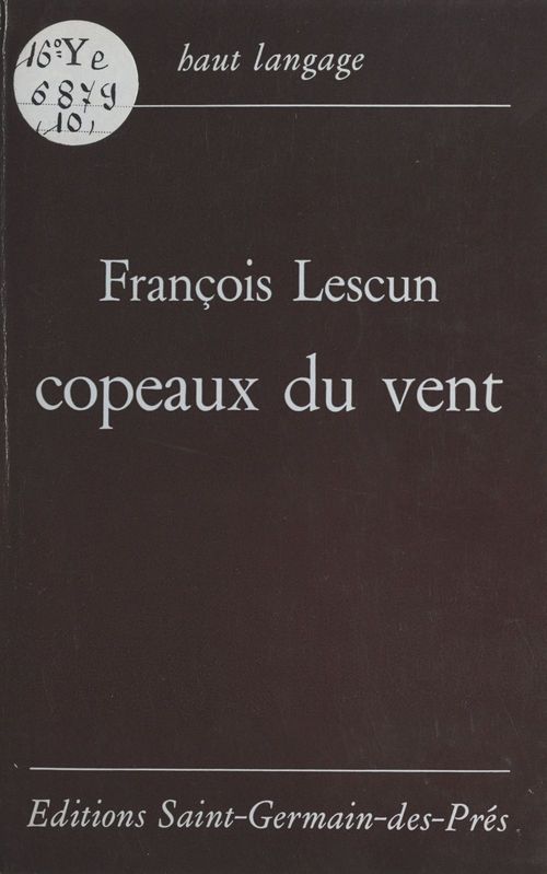 Couverture ebook de Copeaux du vent, de Francois Lescun