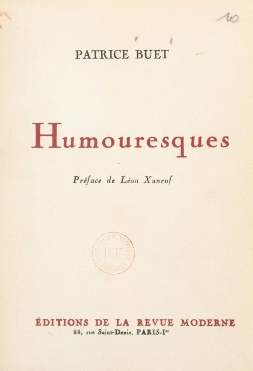 ebook cover of Humouresques, by Patrice Buet