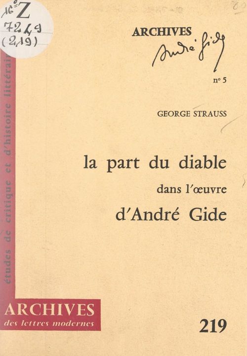 ebook cover of La part du Diable dans l'oeuvre d'André Gide, by George Strauss