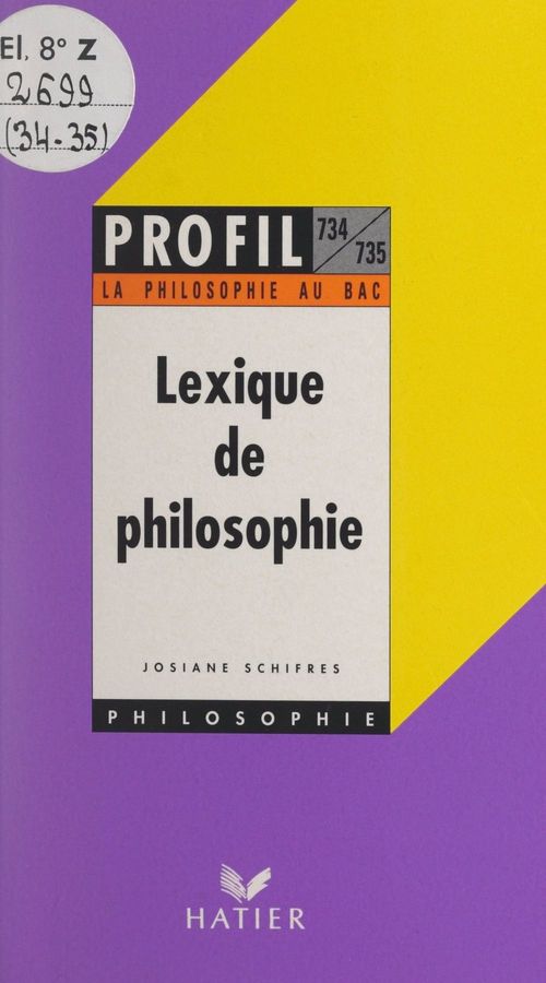 Couverture ebook de Lexique de philosophie, de Josiane Schifres