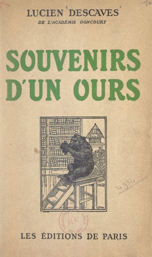 Couverture ebook de Souvenirs d'un ours, de Lucien Descaves