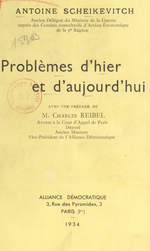 ebook cover of Problèmes d'hier et d'aujourd'hui, by Antoine Scheikevitch