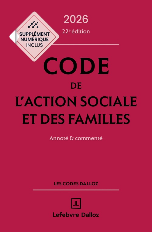 Couverture ebook de Code de l'action sociale et des familles 2026 22ed - Annoté et commenté, de Collectif