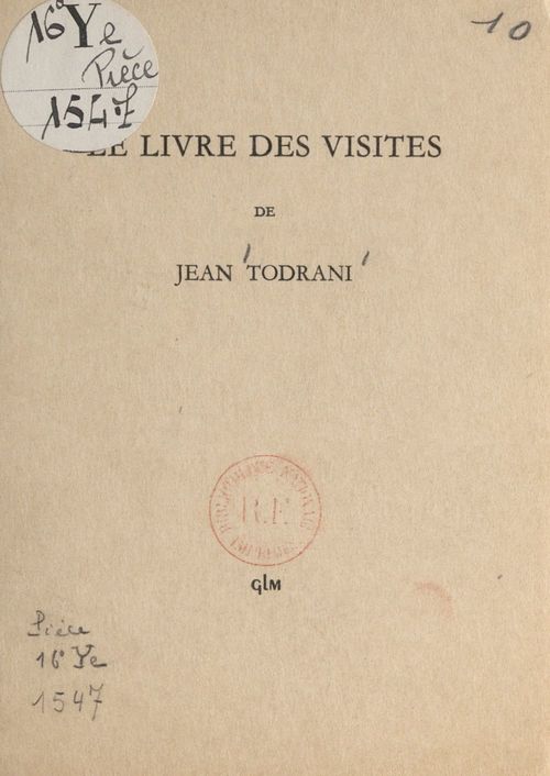 ebook cover of Le livre des visites, by Jean Todrani