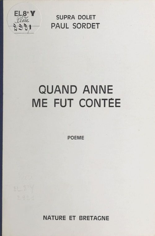 Couverture ebook de Quand Anne me fut contée, de Paul Sordet