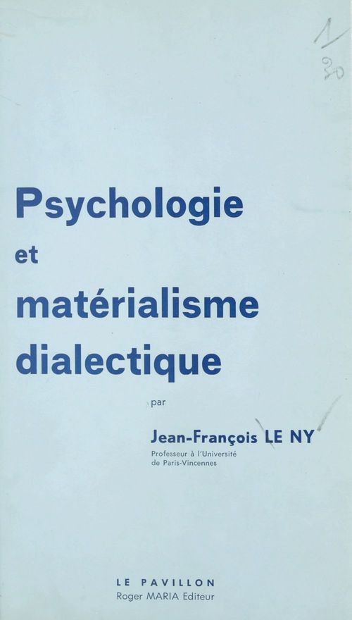 ebook cover of Psychologie et matérialisme dialectique, by Jean-Francois Le Ny