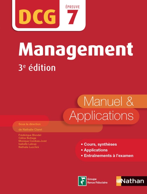 Couverture ebook de Management - DCG Epreuve 7 - Manuel et applications 2017, de Nathalie Claret