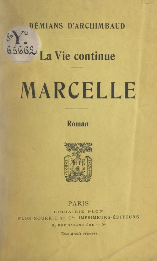 Couverture ebook de Marcelle, de Mathilde Demians D''Archimbaud