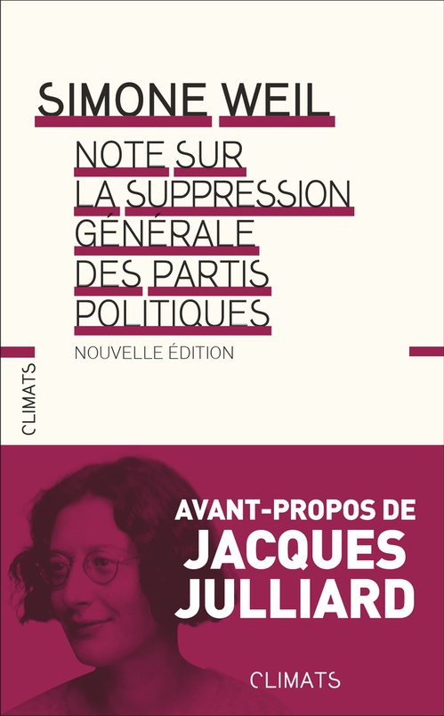 ebook cover of Note sur la suppression générale des partis politiques, by Simone Weil