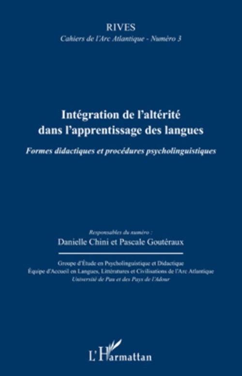 Couverture ebook de Intégration de l'altérité dans l'apprentissage des langues, de Cahiers De L'Arc Atlantique, Rives