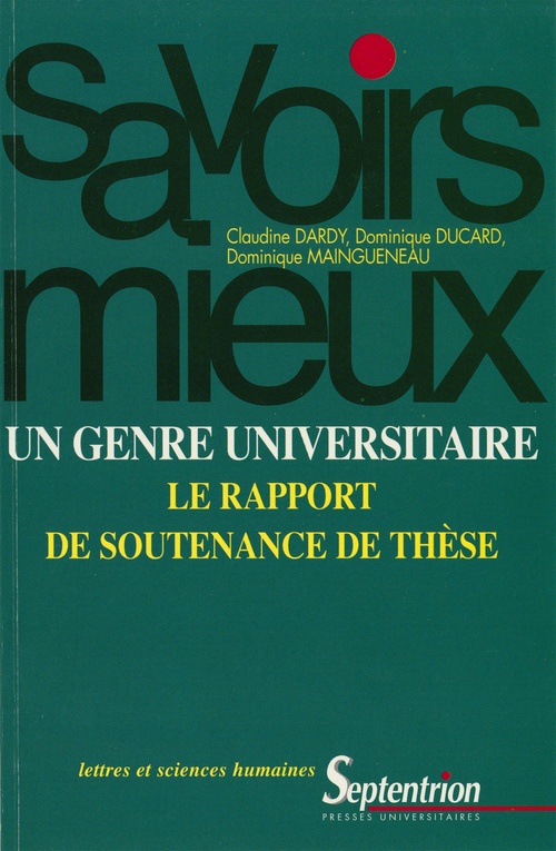 Couverture ebook de Un genre universitaire : le rapport de soutenance de thèse, de Pu Septentrion