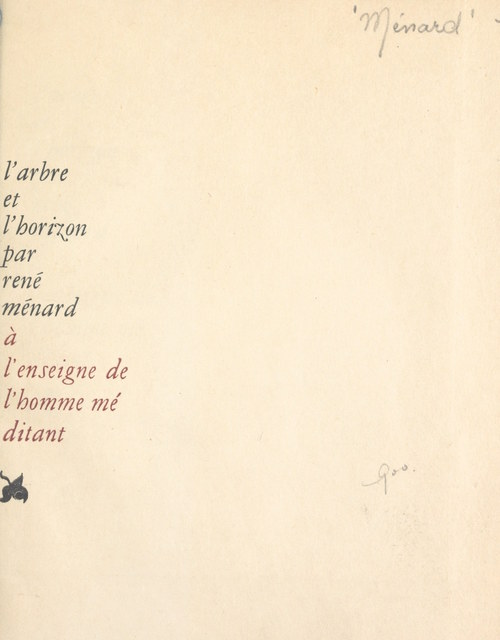 Couverture ebook de L'arbre et l'horizon, de Rene Menard