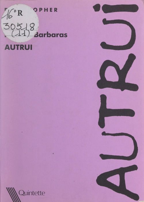 Couverture ebook de Autrui, de Renaud Barbaras