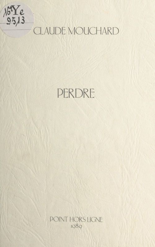 Couverture ebook de Perdre, de Claude Mouchard