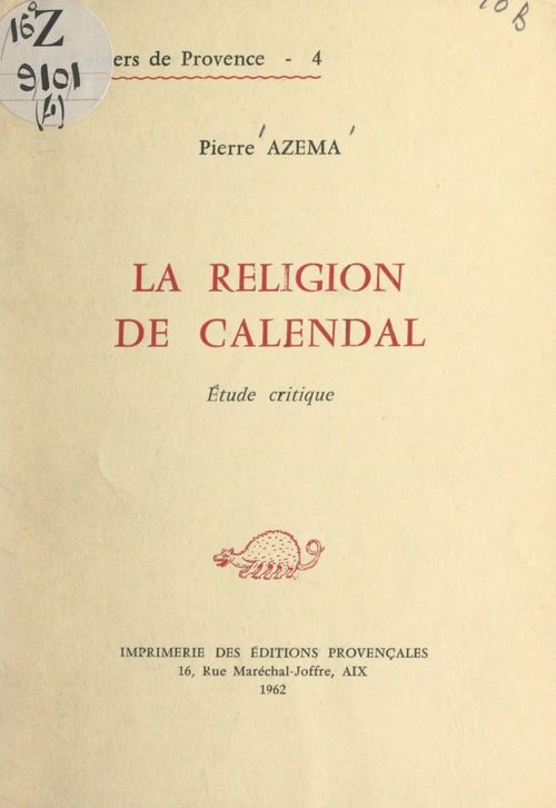 Couverture ebook de La religion de Calendal, de Pierre Azema