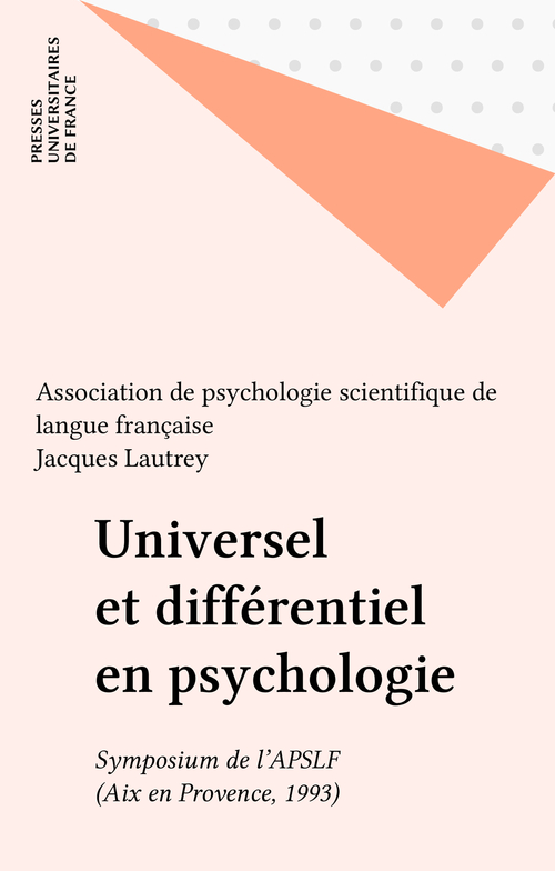 Couverture ebook de Universel et différentiel en psychologie, de Jacques Lautrey