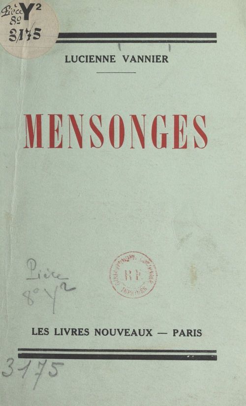 ebook cover of Mensonges, by Lucienne Vannier