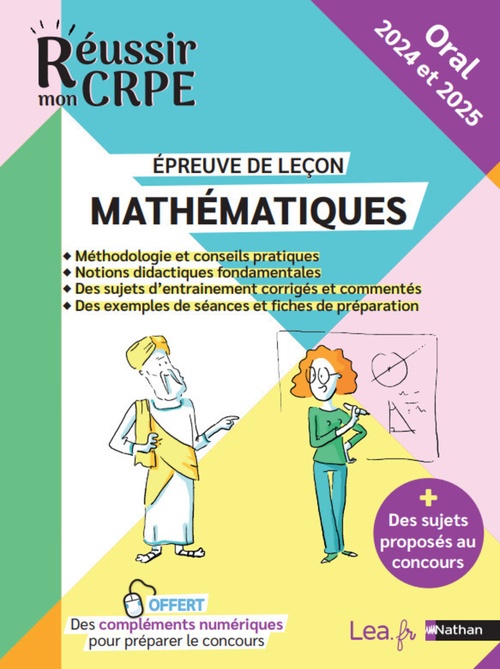 Couverture ebook de Ebook - Réussir mon CRPE Mathématiques Oral 2024 et 2025 - Epreuve de leçon - Compléments et tutoriels en ligne inclus + Offerts des contenus numériques pour préparer le concours, de Claude Jegaden, Daniel Motteau