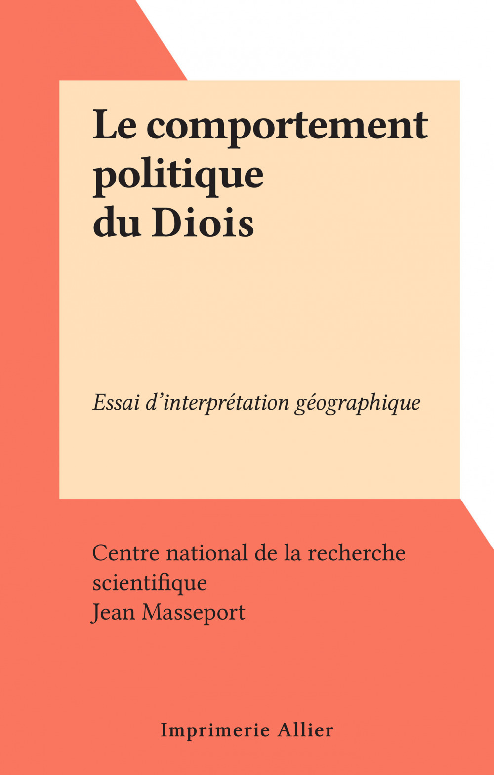 ebook cover of Le comportement politique du Diois, by Jean Masseport