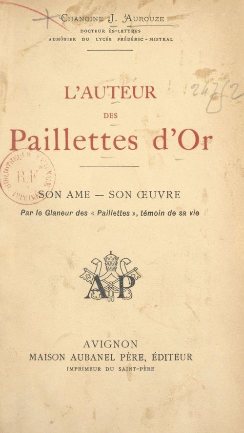 Couverture ebook de L'auteur des "Paillettes d'or", de Joseph Aurouze