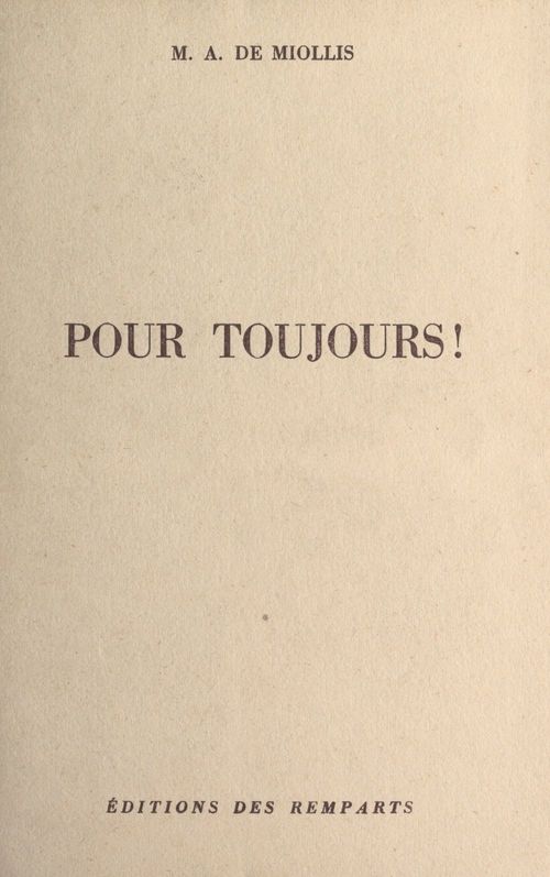 ebook cover of Pour toujours !, by Marie-Antoinette De Miollis