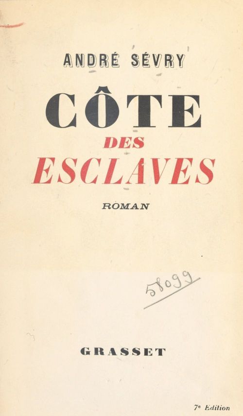 Couverture ebook de Côte des esclaves, de Andre Sevry