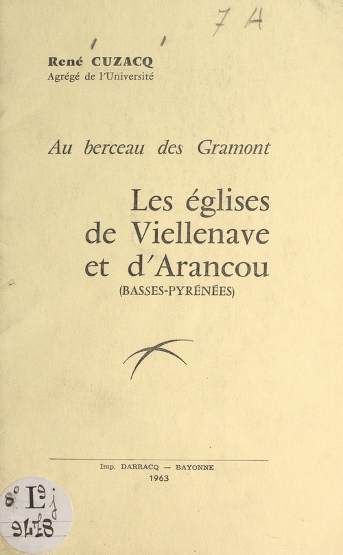 ebook cover of Au berceau des Gramont, les eglises de Viellenave et d'Arancou (Basses-Pyrenees), by Rene Cuzacq