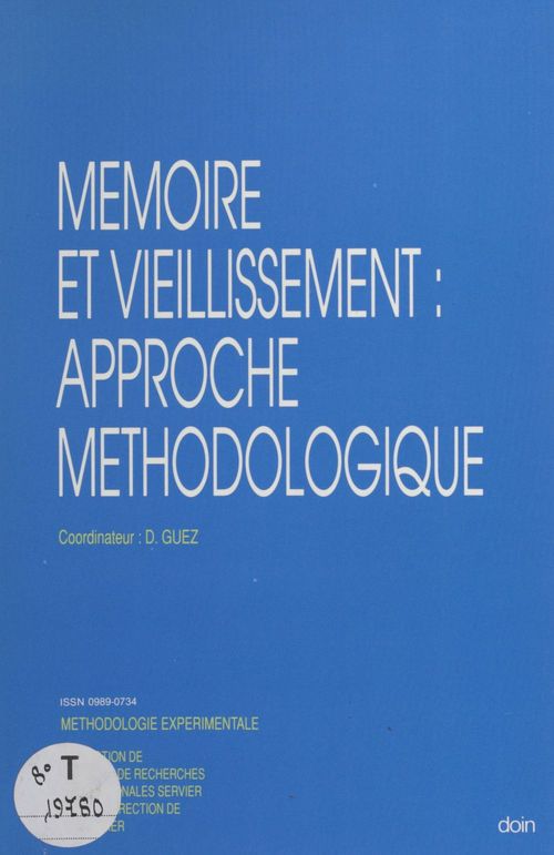 Couverture ebook de Mémoire et vieillissement : approche méthodologique, de David Guez