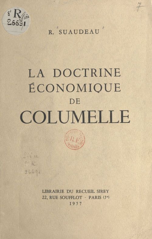 Couverture ebook de La doctrine économique de Columelle, de Rene Suaudeau
