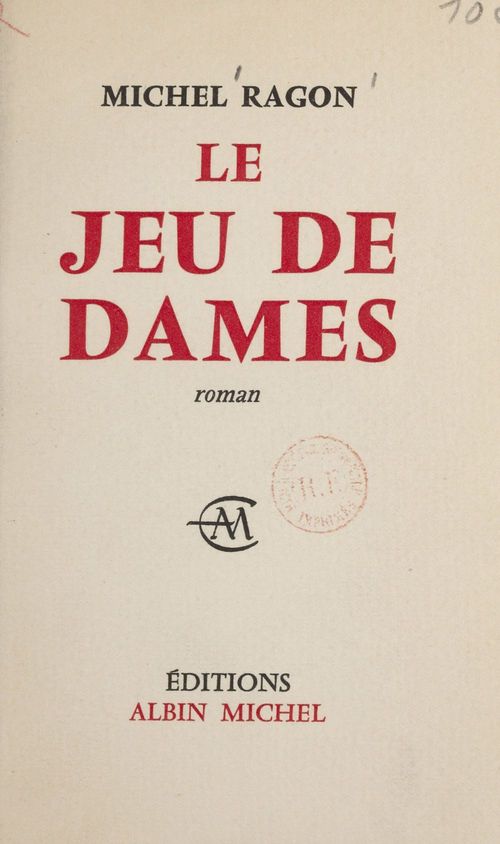 ebook cover of Le jeu de dames, by Michel Ragon