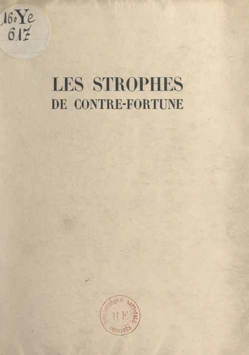 Couverture ebook de Les strophes de contre-fortune, de Vincent Muselli