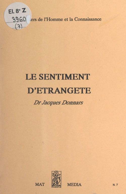 Couverture ebook de Le sentiment d'étrangeté, de Jacques Donnars