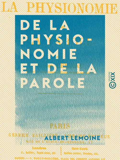 Couverture ebook de De la physionomie et de la parole, de Albert Lemoine