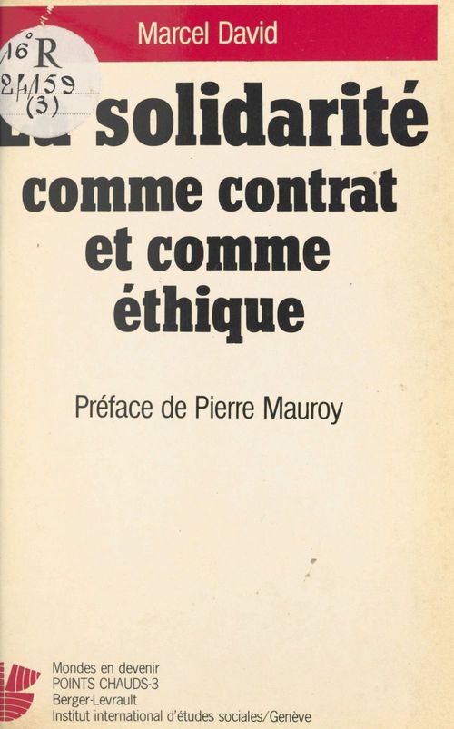 ebook cover of La Solidarité comme contrat et comme éthique, by Marcel David