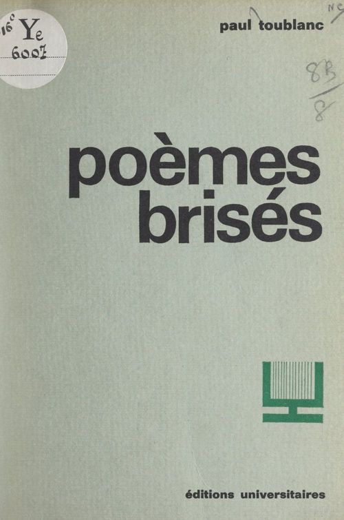 Couverture ebook de Poèmes brisés, de Paul Toublanc
