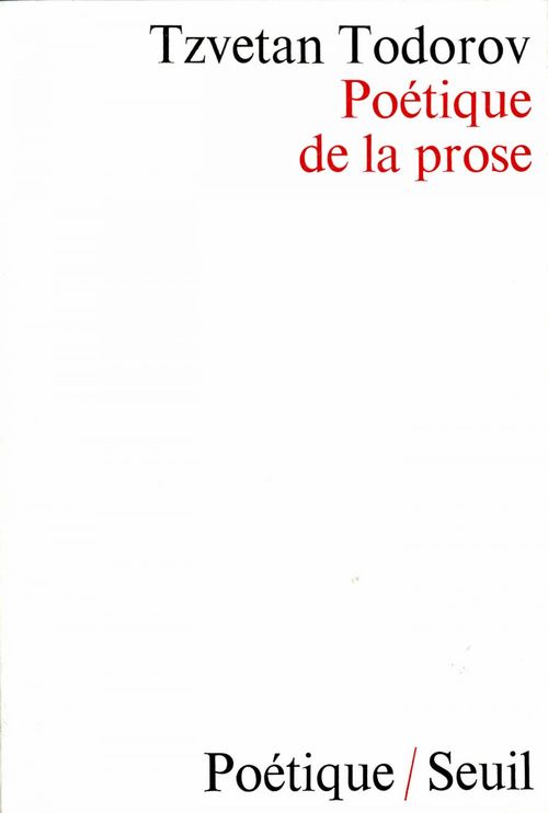 ebook cover of Poétique de la prose, by Tzvetan Todorov